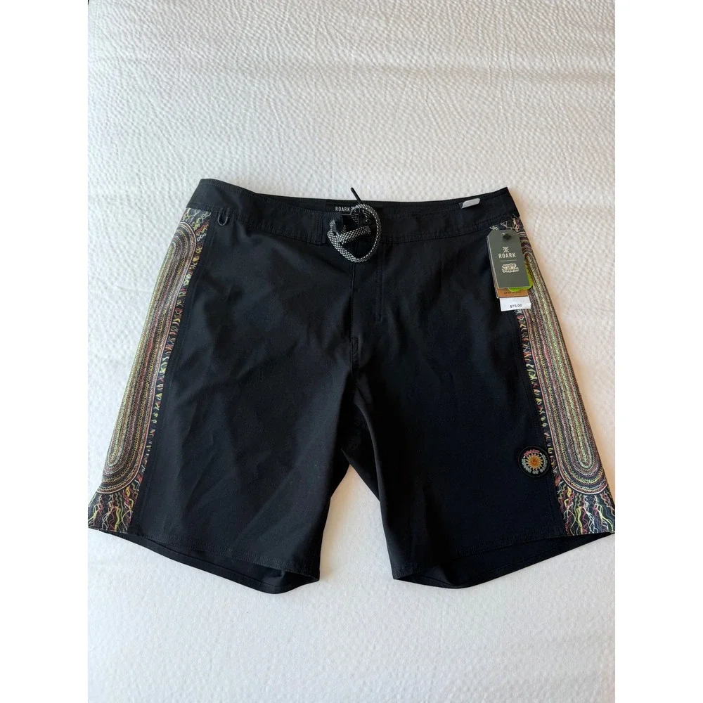 Roark House of Darwin The Passage Boardshorts Black Hemp Blend Size 32 NWT